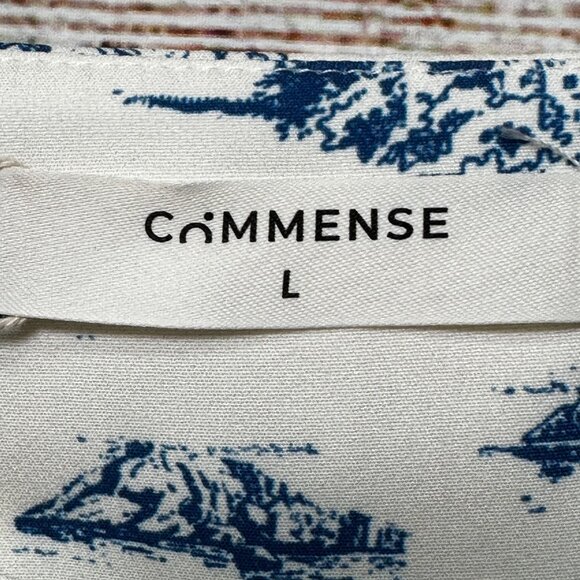 Commense Women’s Sleeveless Toile Print Vest Size L Blue Cream Button Front NWT - Picture 11 of 12